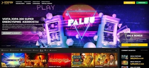 Energy Casinon etusivun banneri
